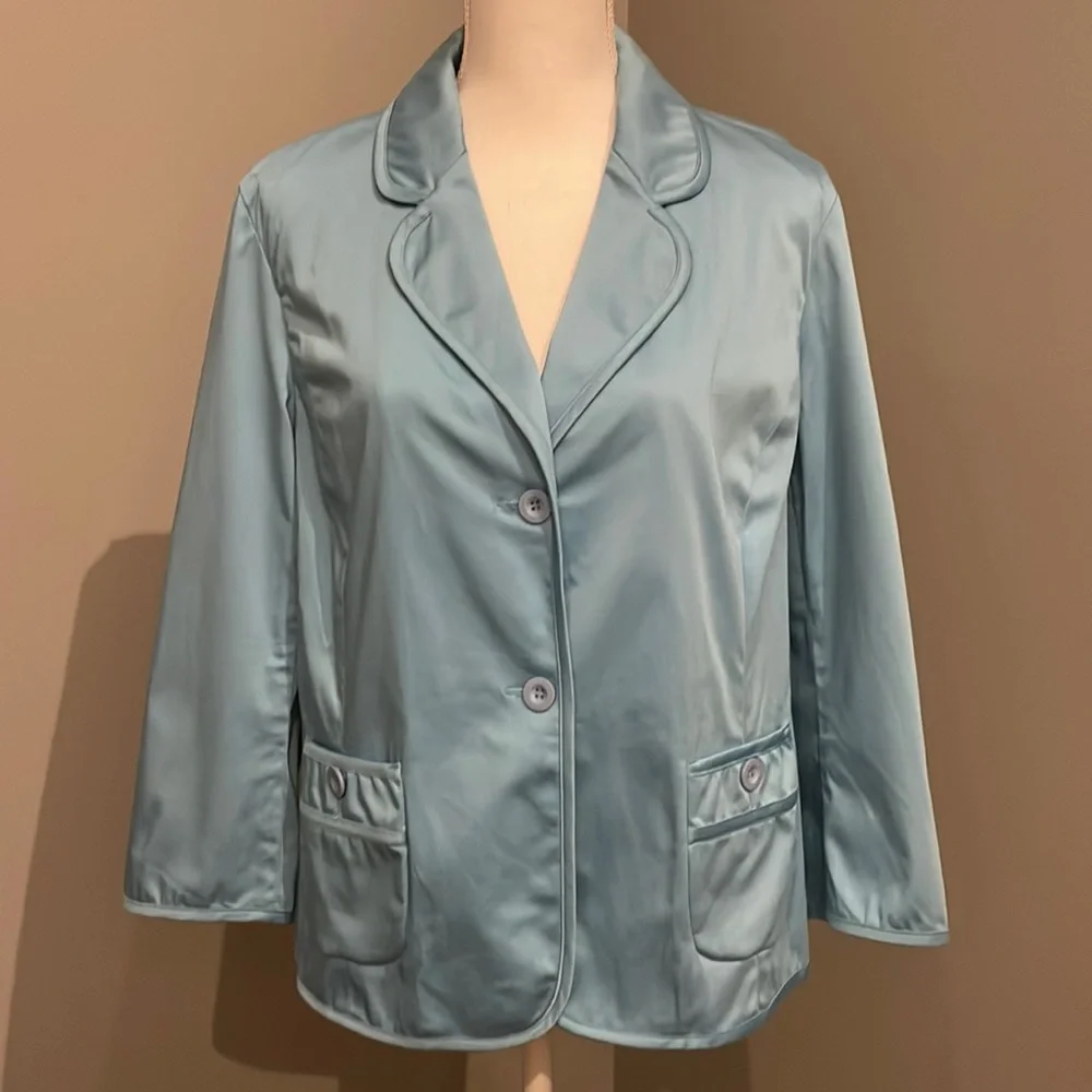 LIZ CLAIBORNE COTTON BLAZER/JACKET | LIGHT BLUE | Size 16 - Picture 1 of 7